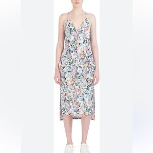 BCBGeneration Floral V-Neck Midi Dress | Size Small